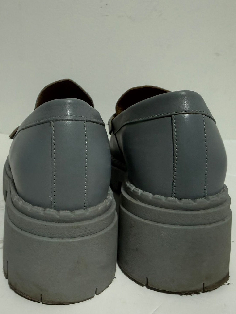 People Grey Chunky Lug Sole Penny Loafers EU 38.5 Platform Shoes - Picture 7 of 9